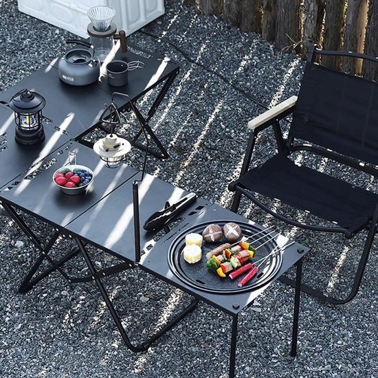IGT draagbare ronde buitengrill geschikt voor kamperen picknicks en barbecues zwart van IGT — afbeelding 4