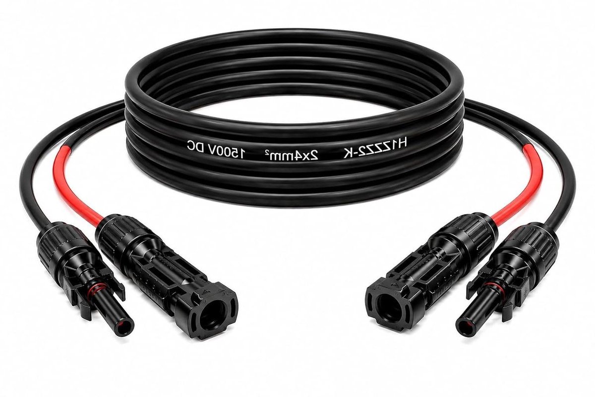 Zonne-energie Kabel - Zonnepaneel Draad - Energie Opwekken - TÜV Gecertificeerd - 4 mm² 3 meter - Zwart