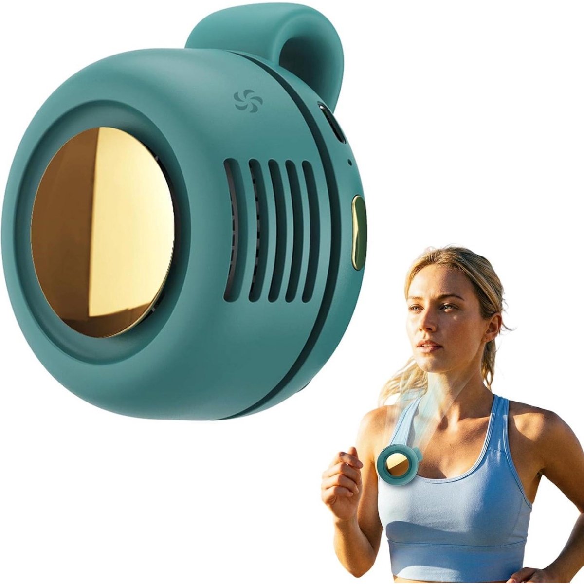 GELLDG Draagbare clip-ventilator - Stille miniventilator met 3 Snelheden - 360° Verstelbare Windrichting, 60 Bladen, 5 Uitlaatopeningen - Geschikt voor Binnen en Buiten Gebruik - ABS Materiaal - 7,4x6,5x5cm, USB Oplaadbaar, 900mAh, 2,1W - Groente
