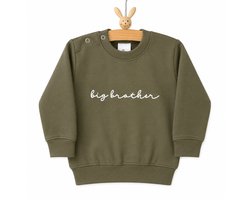 Sweater trui shirt voor kind baby- grote broer big bro groen Maat 98 - Big brother bro - Familie uitbreiding - Zwangerschap aankondiging hoera stoer ik ben word bekendmaking baby