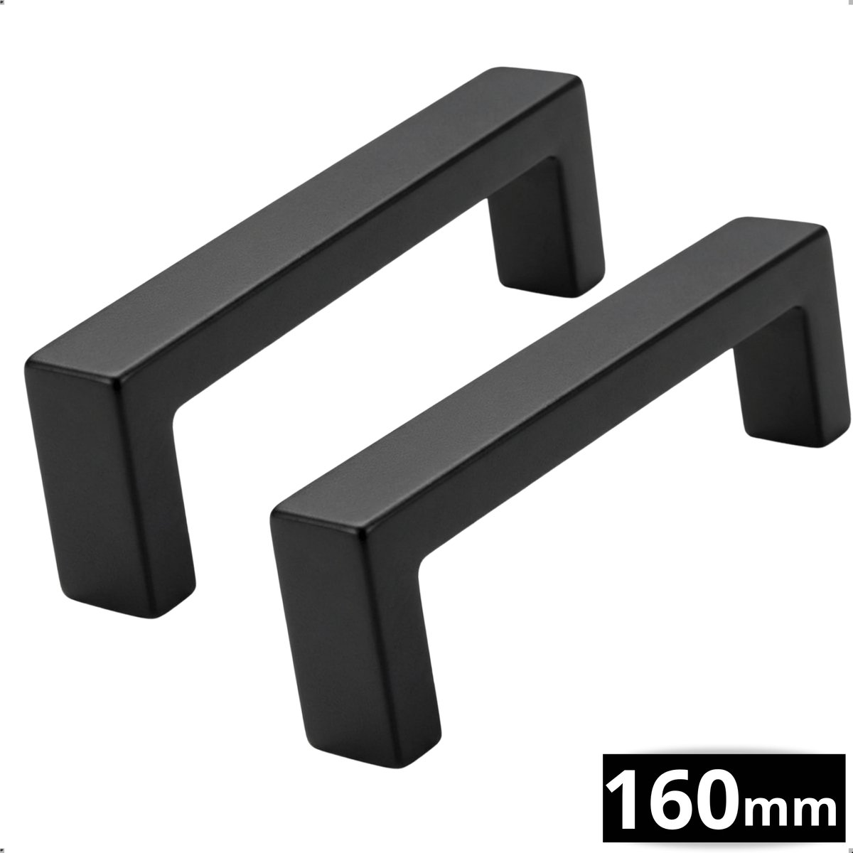 2X Handgreep 160mm RVS Zwart – Greepjes - Handgreep - Handgrepen keukenkastjes - Handvatten - Meubelgreep Zwart - Handgrepen voor deurtjes