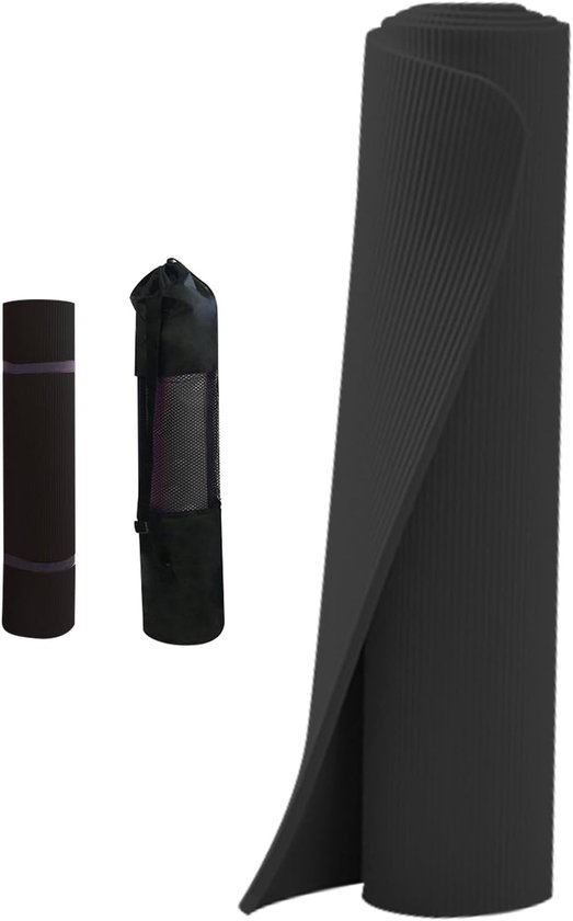 Schuimrubberen Oefenmat - Yogamat Fitnessmat - Thuis Sporten - Antislip Oppervlak - 182 x 61 cm - Zwart — afbeelding 5