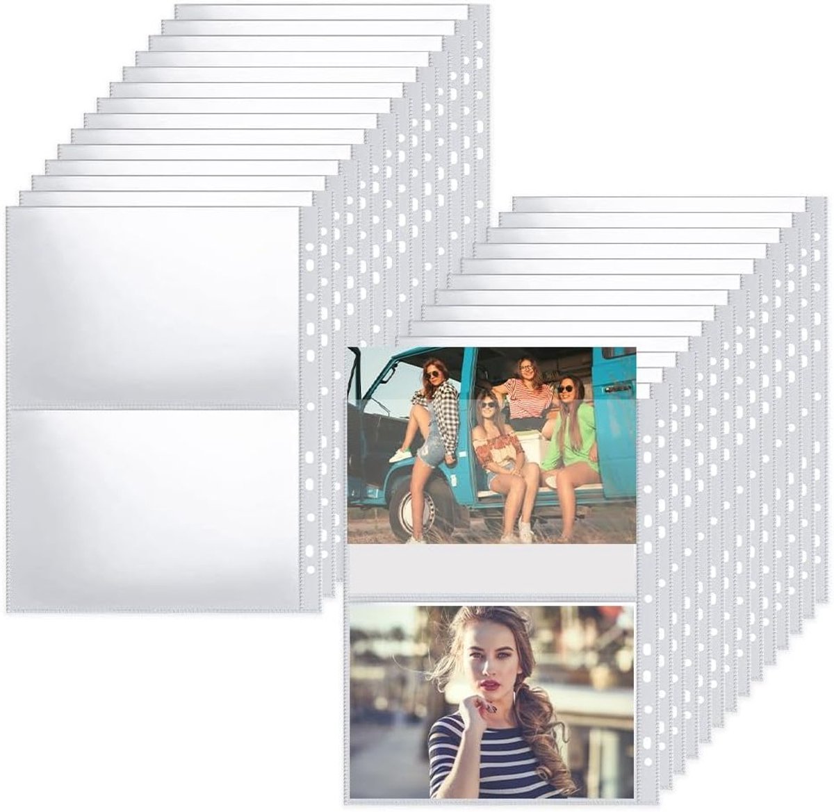 30 Transparante Postkaarthoezen en 120 Dubbelzijdige Fotocases voor A4 Ringbanden, Bescherming voor Foto's, Ideaal voor Verzamelingen en Archivering