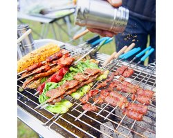 OHMG Roestvrijstalen houtskoolgrill, XXL houtskoolgrill, grote opvouwbare BBQ stalen grill voor barbecue in de tuin, picknick, camping