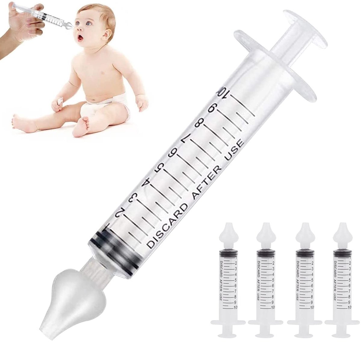 MTTproducts- Neusdouche Baby - 4 Stuks - Siliconen Kop - Veilig Neusreiniger - Verstopte Neusholte - Zacht en Aangenaam Gebruik
