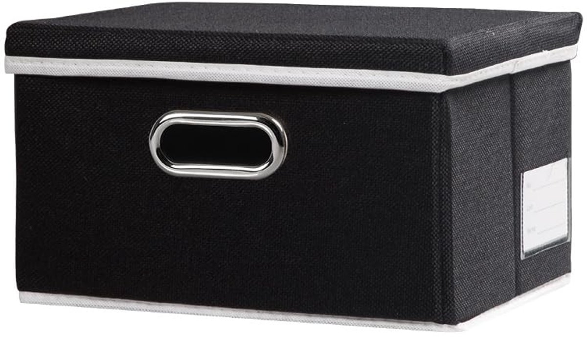 MTTproducts- Opbergdoos Decoratief - Opvouwbaar - Linnen/Katoen - Zwart - 29x22x17cm - Ideaal voor Kleding/Badhanddoeken - Opbergmand
