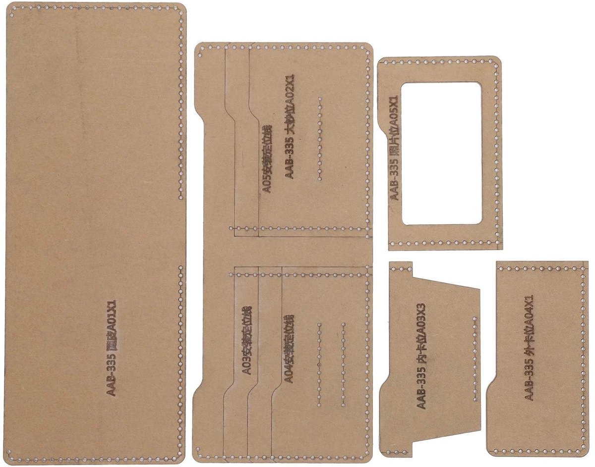 MTTproducts- Sjablonen 5 Stuks - Acryl Patroon - Korte Portemonnee - DIY Naaien - Handgemaakte Accessoires - Afmetingen 9 x 21 cm, 9 x 23 cm - Portefeuille