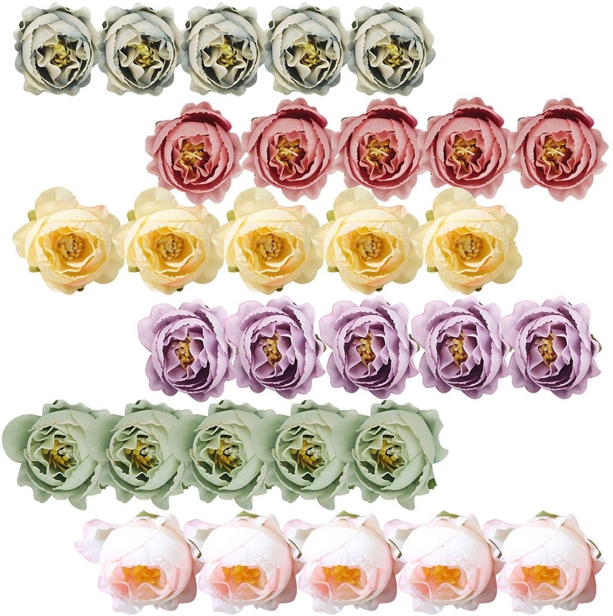 NTH products- Kunstrozenkoppen 30 stuks - Zijde Bloemen - Bruiloft Decoratie - Mini Kunstbloemen - Doe-het-zelf Knutselprojecten - Diameter 4 cm - Neprozen