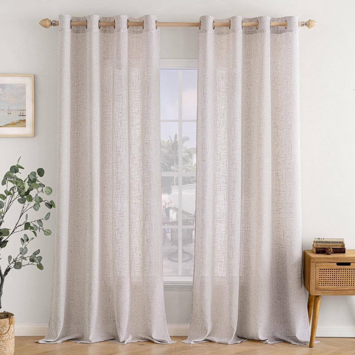 NTH products- Gordijnen Linnenlook - Set van 2 - 140 x 280 cm - Semi-transparant - Duurzaam - Kreukvrij - Geschikt voor woonkamer/kinderkamer - Raamdecoratie
