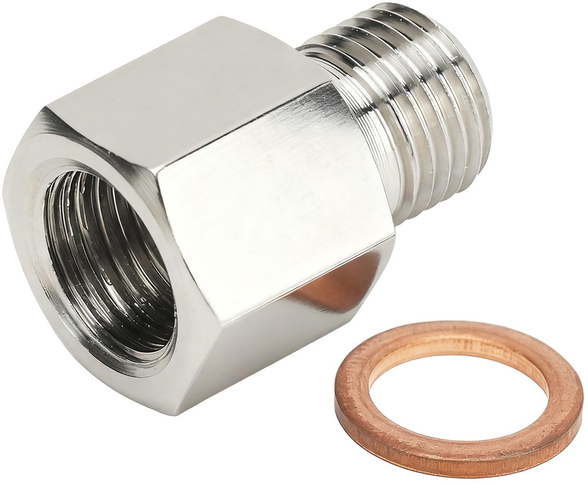 MTTproducts - Drukmeter Adapter - 1/8 Inch naar M10 x 1.0 - Staal - Slangadapter - Voor olie manometer - 1 stuk - Geschikt voor hydraulische toepassingen