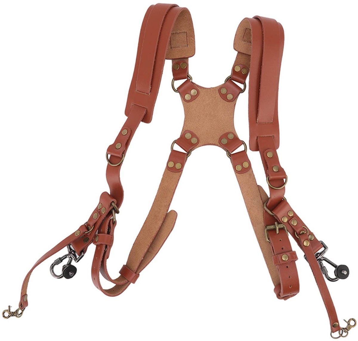 MTTproducts- Camerariem Leren Harnas - Dubbele Schouder voor 2 Camera's - Gewatteerde Steun - Comfortabel en Stijlvol - Snelle Gespen