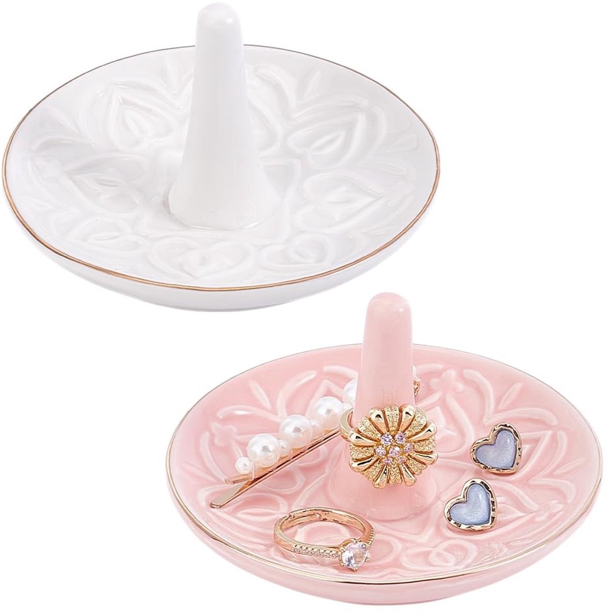 MTTproducts- Sieradenhouder Decoratief - Ringenhouder - Sieraden Organizer - 2PCS Keramische Schalen - Rond - 100mm Diameter - Juwelenhouder