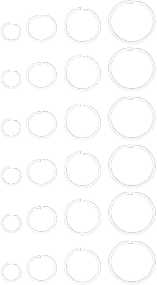 MTTproducts- Neusringen 24 Stuks - Transparante Acryl - Piercing Sieraden - Daith-Houders - Lipringen - Multifunctionele Set - Binnendiameter 6/8/10/12mm
