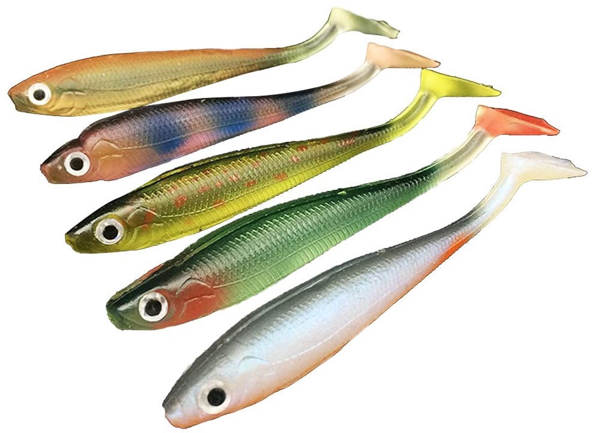 MTTproducts- Kunstaas Set 20 Stuks - Zacht Aas - Zinkende Swimbait - Jig Loodkop - Voor Zout/Zoetwater - Hoogwaardig PVC - Vissersaas
