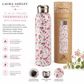 Laura Ashley Thermosfles - Thermosbeker - Dubbelwandig RVS - Lekvrij - Petit Flowers Roze