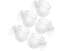 Aquarium Plantenhouder - Hydroponische Potten - Aquarium Decoratie - Met Zuignap - 5 Stuks - Transparant