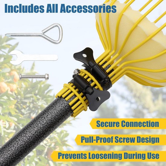 Fruitplukker met telescoopsteel 10FT voor eenvoudig plukken van fruit — afbeelding 5