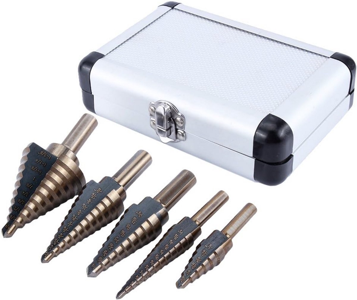 HSS Stappenboor Set 5 Delen met Aluminium Opbergkoffer