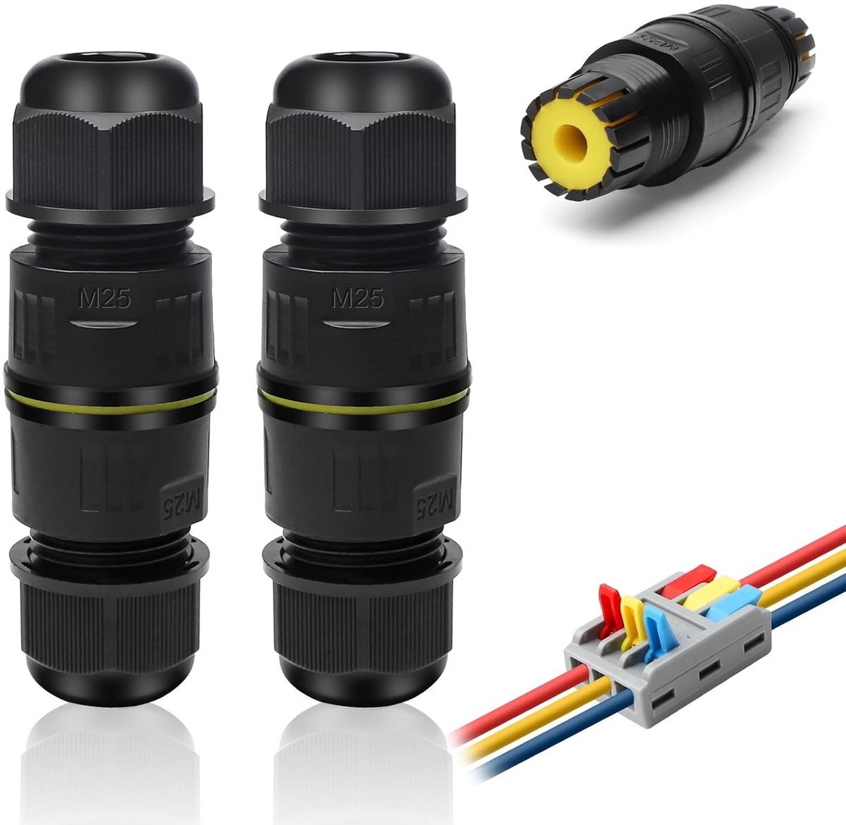Waterdichte Kabelverbinders IP68 - 2 stuks - 3-polig - voor buiten Ø3-8mm