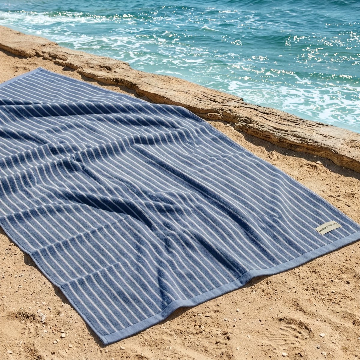 L&G - %100 Katoen Strandlaken 90x180 cm - Badlaken - Reishanddoek - Saunadoek - strandhanddoek - Sneldrogende Badhanddoek - Blauw