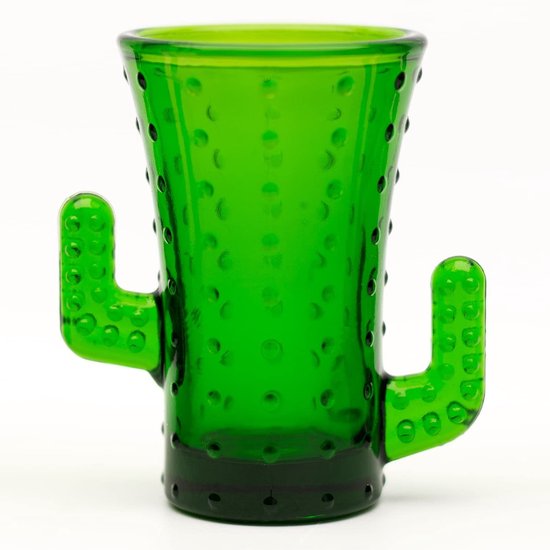 Allecto - Cactus Tequila Shotglazen - Drinkbekers - Groen gekleurd glas - Set van 4 - Herbruikbare shooters - Geschikt voor cocktailparty's