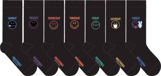 Heren Mannen Smiley socks - Multipack 7 PAAR Sokken - JOY - Maat 39-42