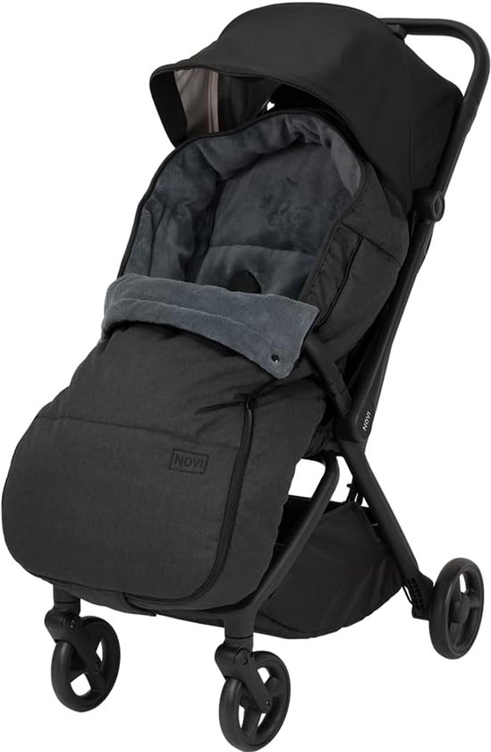 Baby Voetenzak - Universele Topper - Warm en Comfortabel - Capuchon Model - 90 x 45 cm - Zwart — afbeelding 4