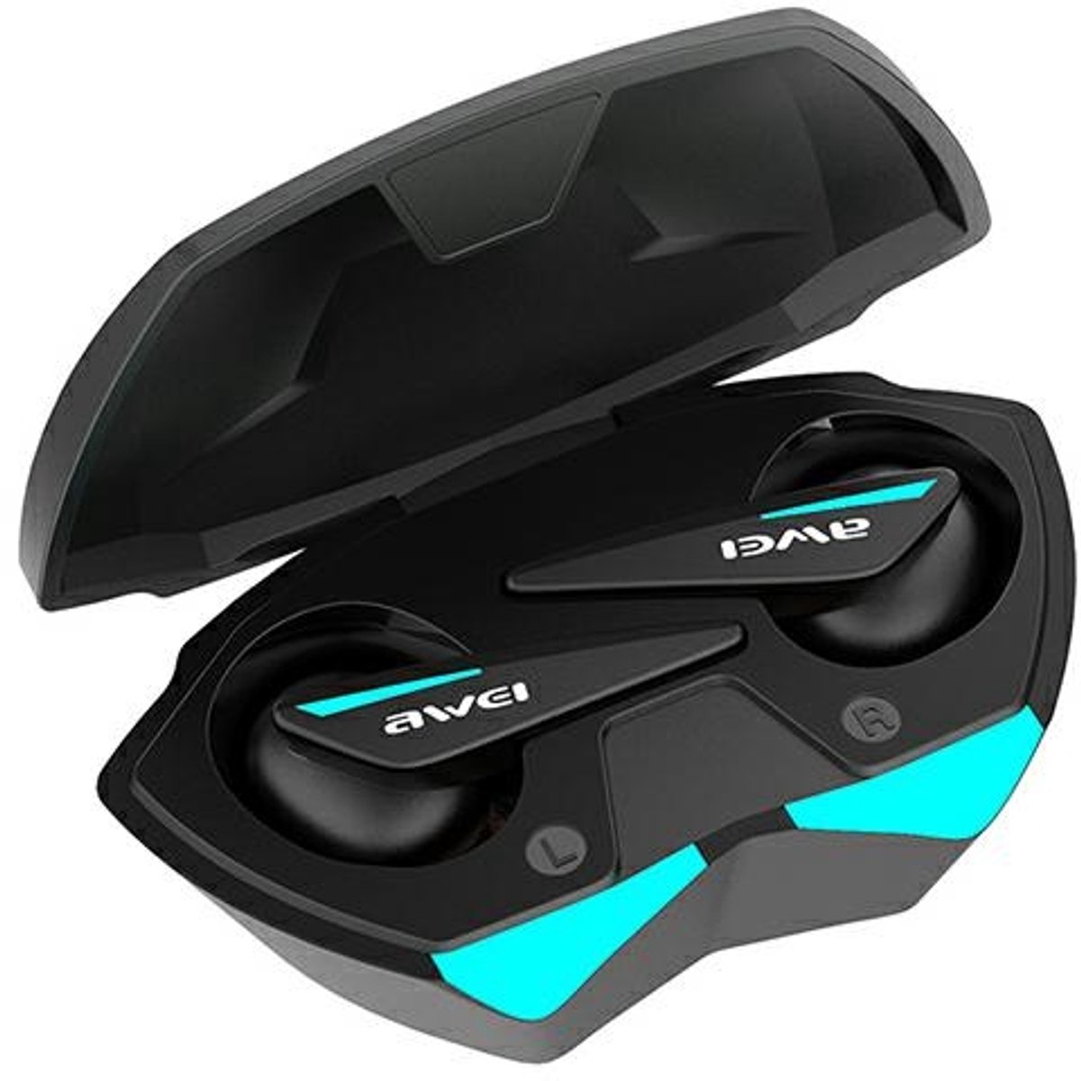 AWEI Bluetooth 5.0 T23 TWS hoofdtelefoon + gaming docking station zwart/zwart