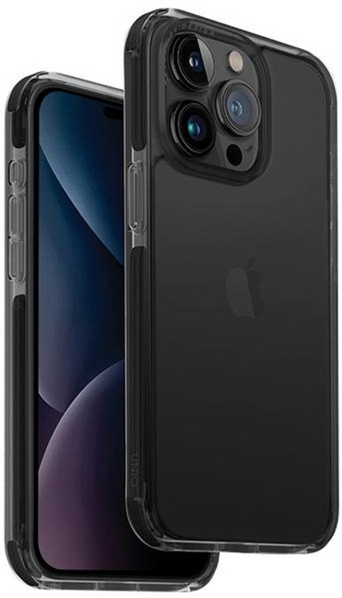 iPhone 15 Pro beschermhoes UNIQ Combat zwart, valbestendig, antislip, versterkte hoeken, duurzaam polycarbonaat