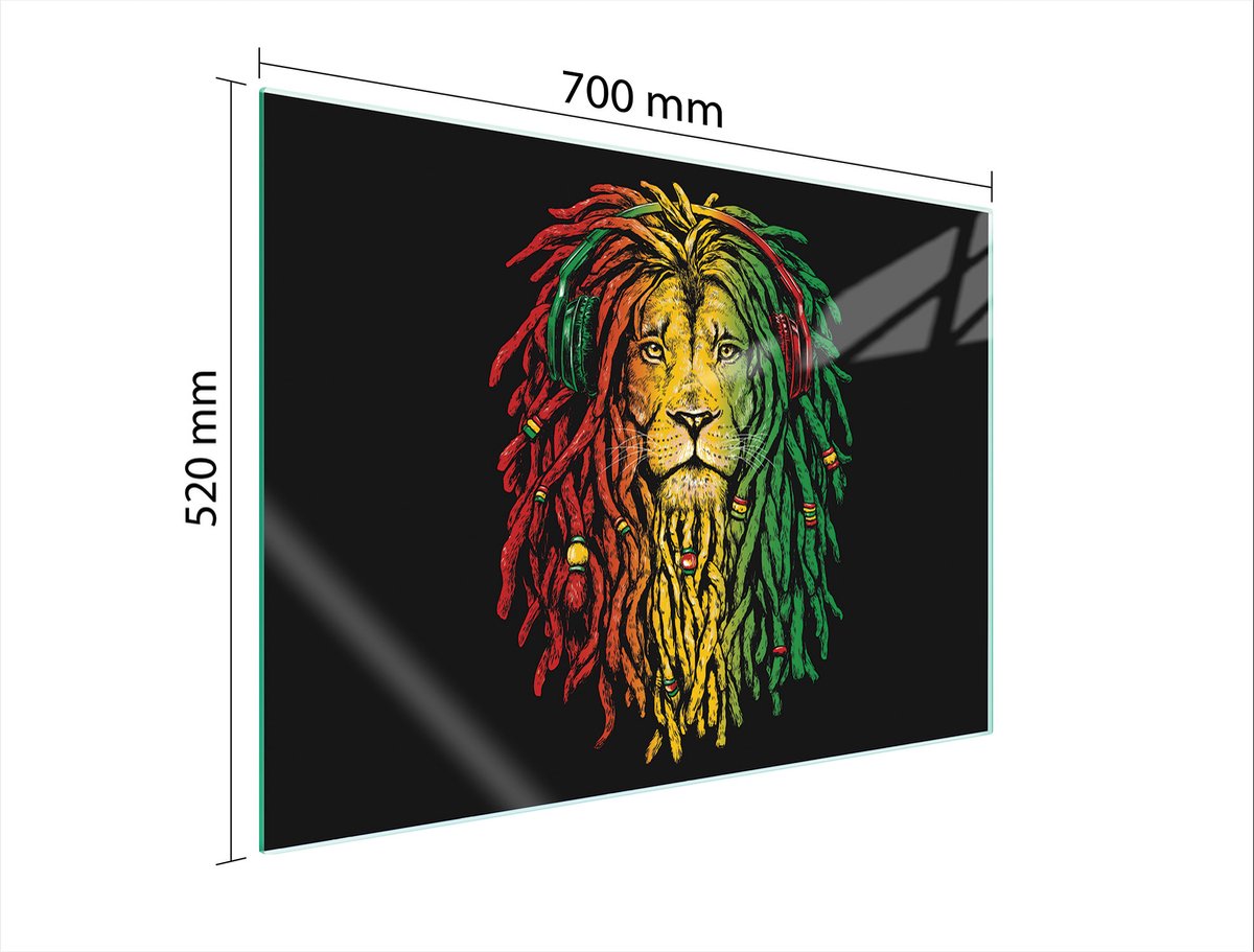 TMK ArtDeko - Beschermplaat Keukenkookplaat - Glas - 70x52 cm - Leeuw