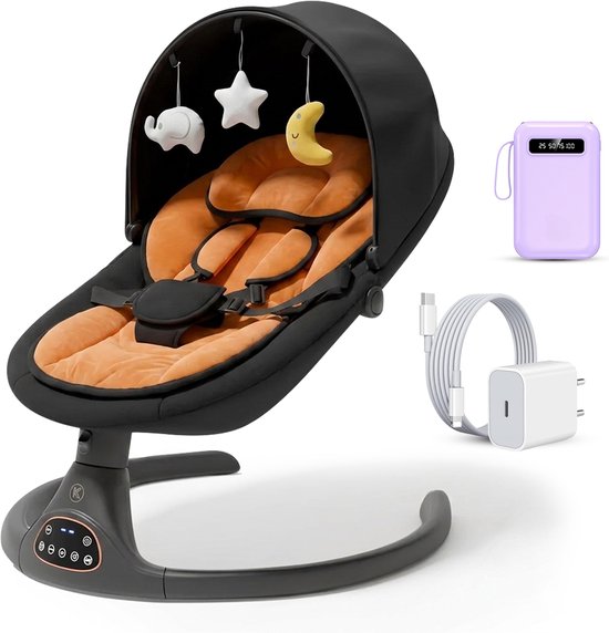 Khido®Elektrische Babyschommel - Muziek en Bluetooth functie - Met Eetplankje - Incl powerbank - Babyswing - Schommelstoel