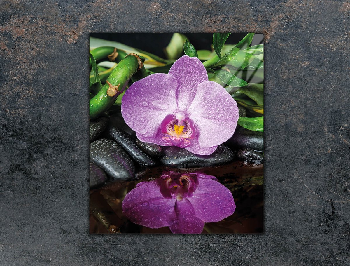 TMK ArtDeko - Glas Snijplank - 45x52 cm - Orchidee Motief - Multifunctioneel