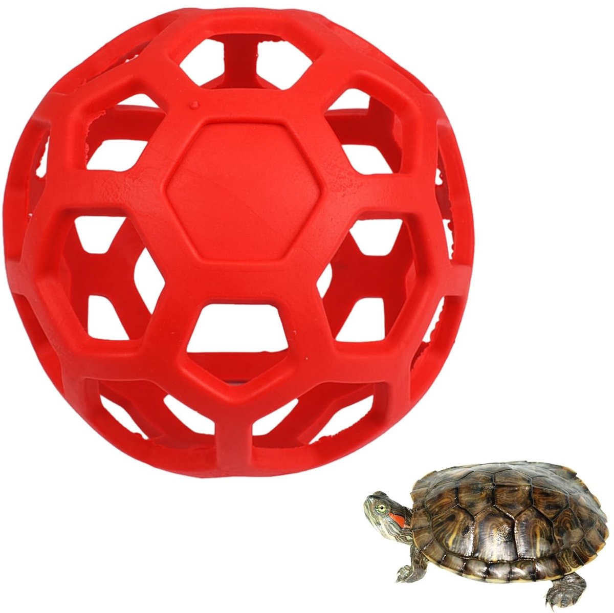 Allecto – Tortoise Treat Ball – Schildpad Speelgoed – Voedingsbal voor Huisdieren – Rood – Groente Fruit Feeder – Geschikt voor Schildpadden, Konij…