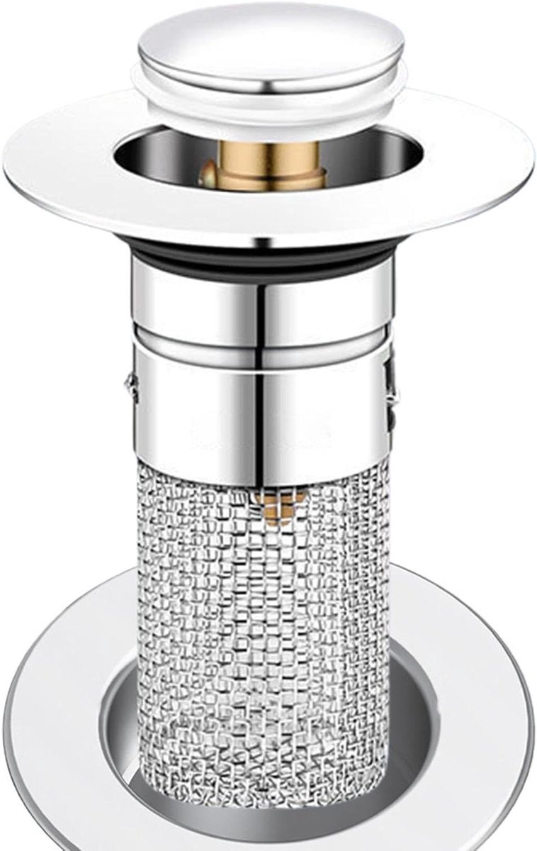 Wastafelstop - Afvoerstop Gootsteen - Verstopping Voorkomen - Roestvrij Staal - 6x8cm - Zilver