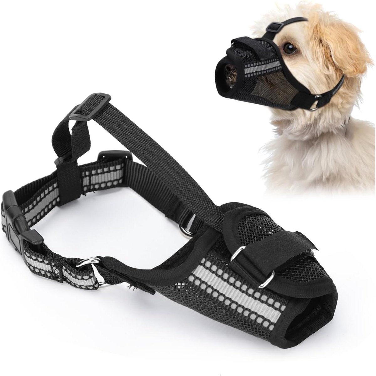 Hondensnuit Zacht - Muilkorf Hond - Veiligheid Hond - Ademend Gaasontwerp - Maat S - Zwart
