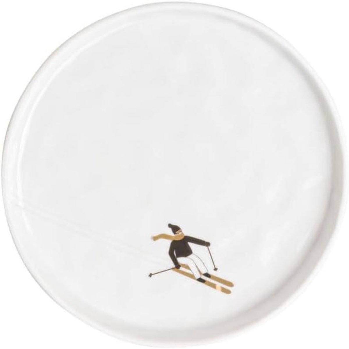 Porseleinen Bord - Dinerbord Sneeuw - Wintertafel Dekken - Skipiste Patroon - 15 cm - Wit