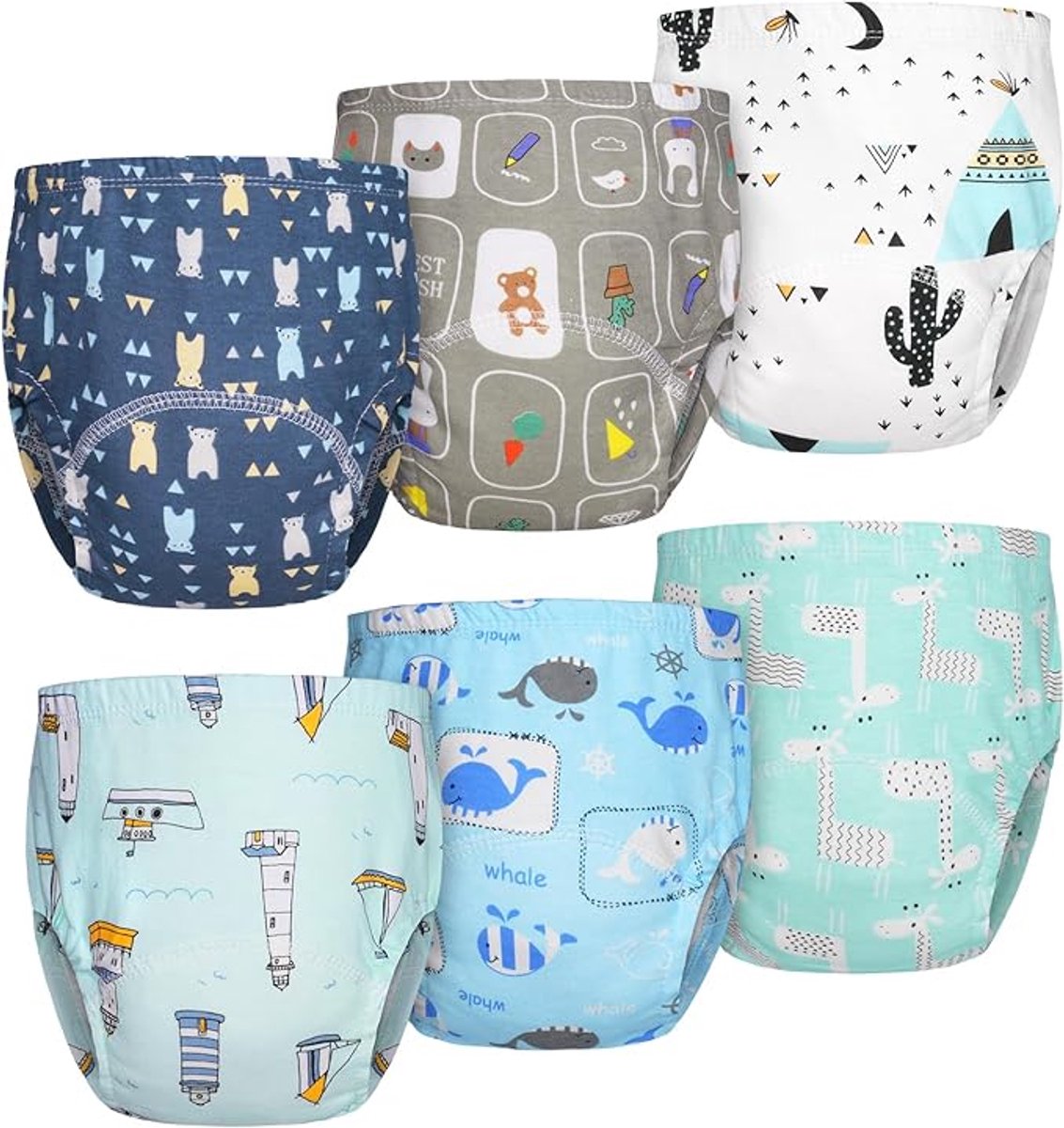 Set van 6 oefenbroekjes, zindelijkheidstraining, luierbroekjes, oefenen met zindelijkheid, voor jongens en meisjes , 4-6 jaar