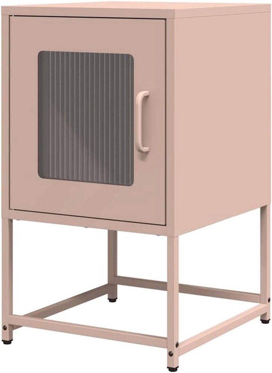 Nachtkastje - Bijzettafel Wandtafeltje - Opbergen Slaapkamer - Koudgewalst Staal - 36x39x605 cm - Roze