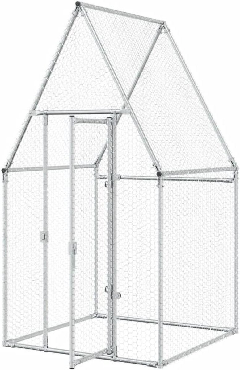 Kippenhok Gevogeltehok - Kippenhok Kwartelhok - Dierenverblijf - Waterdicht Dak - 100 x 100 x 190 cm - Zilver