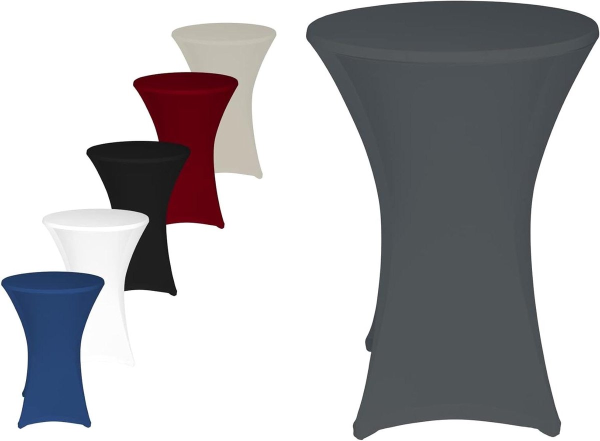 Statafelhoezen Set - Bistro Tafelhoezen - Feestelijke Decoratie - Duurzaam Versterkte Voetzakken - Ø 80-85 cm - Antraciet