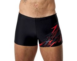 Speedo Medley Logo Aquashort Heren - Strakke Zwemshort Heren - Vormvaste Zwemboxer Heren - Sportzwembroek Heren met Trekkoord - Blauw/Rood - M