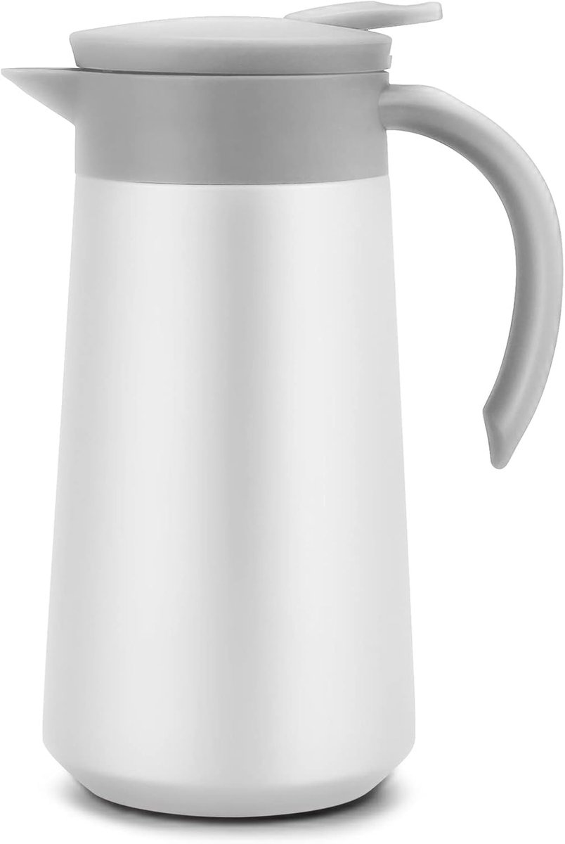 VHV - Thermoskan - Isoleerkan - 27oz Koffiekan Airpot GeïSoleerde - Airpot Groot - Koffie-Urn Roestvrijstalen VacuüM Thermoskan - Voor Koffie Heet Water Thee En Warme Dranken - Wit
