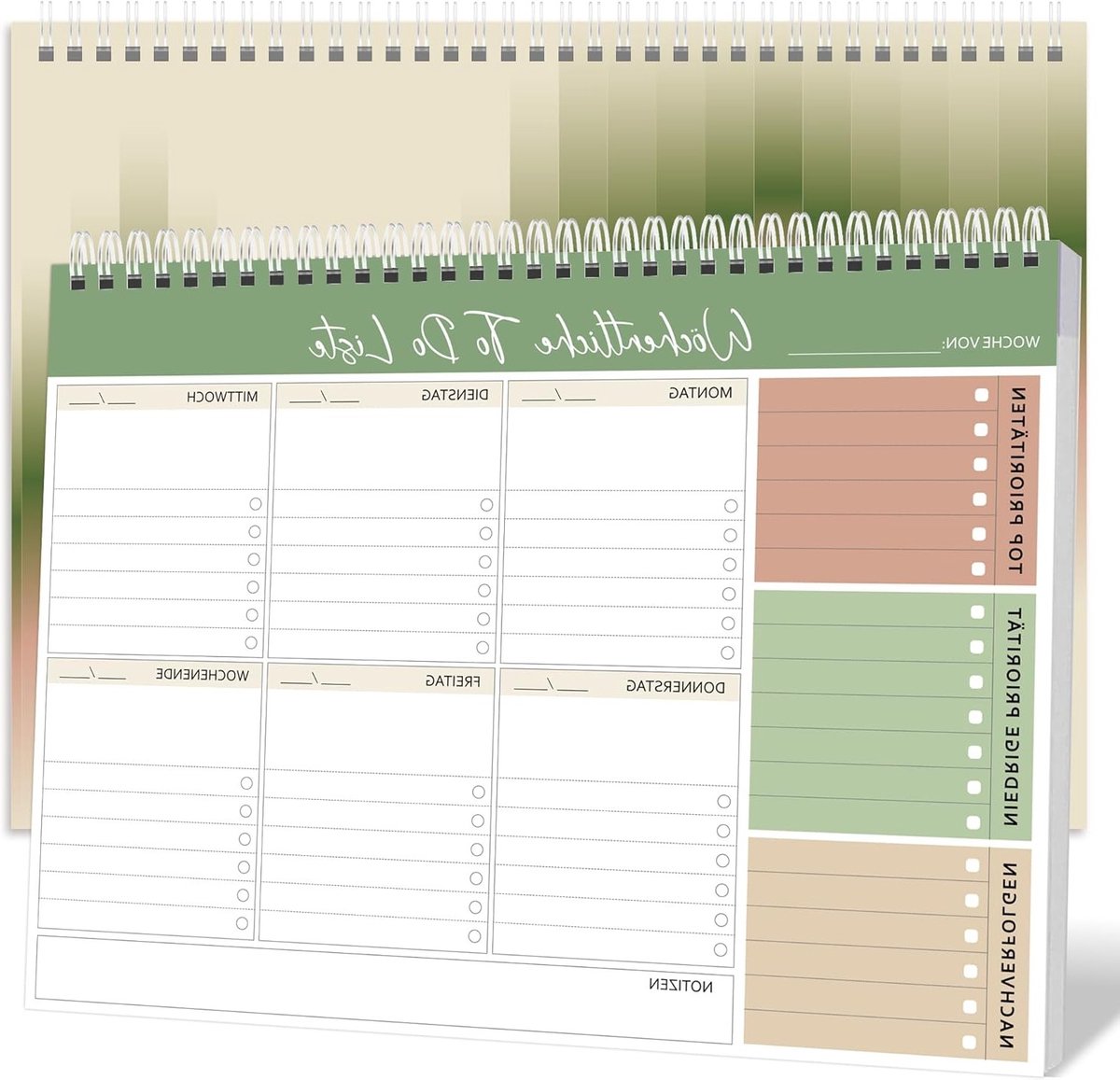 Weekly Planner A4 zonder vaste datum (52 pagina's) - Bureau Agenda met overzicht voor afspraken, taken en notities, spiral binding en weekindeling