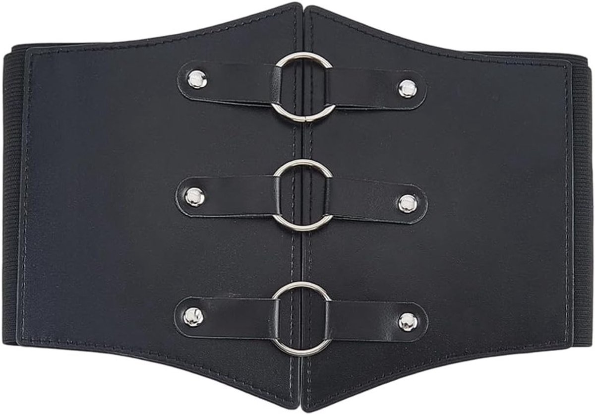 Vrouwen brede korsettenriem met hartvormige ring, elastische tailleband voor vintage cosplay en Halloween kostuums, 17.5 cm taille cincher
