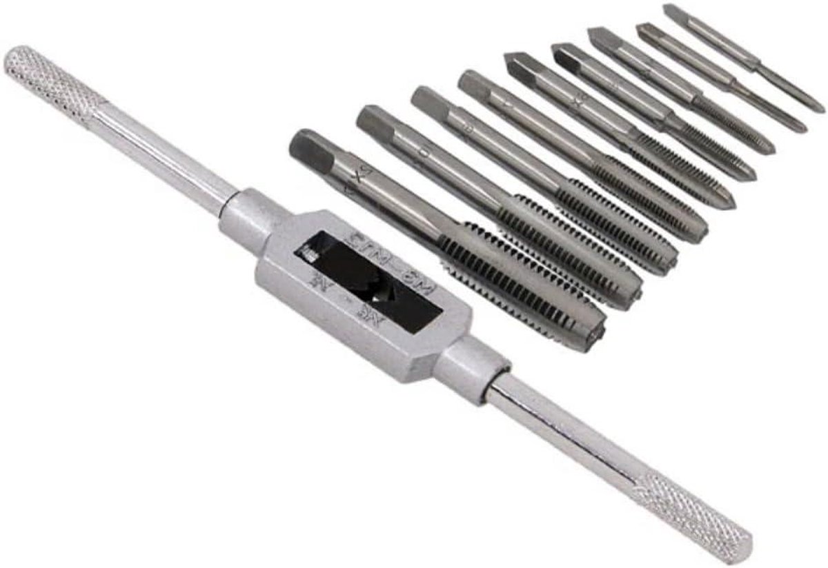 Neilsen CT1467 schroefdraadboorset, M3, M4, M5, M6, M7, M8, M10, M12, metrisch schroefdraadgereedschap, 10-delig, zwart, 1 pak/S