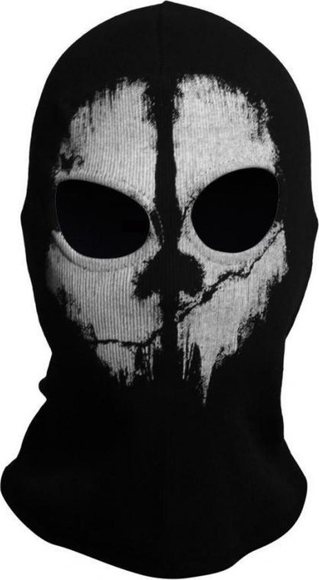 Scoby - Gezichtsmasker - Bivakmuts - Spookdesign - Balaclava - Feestaccessoire - Zwart