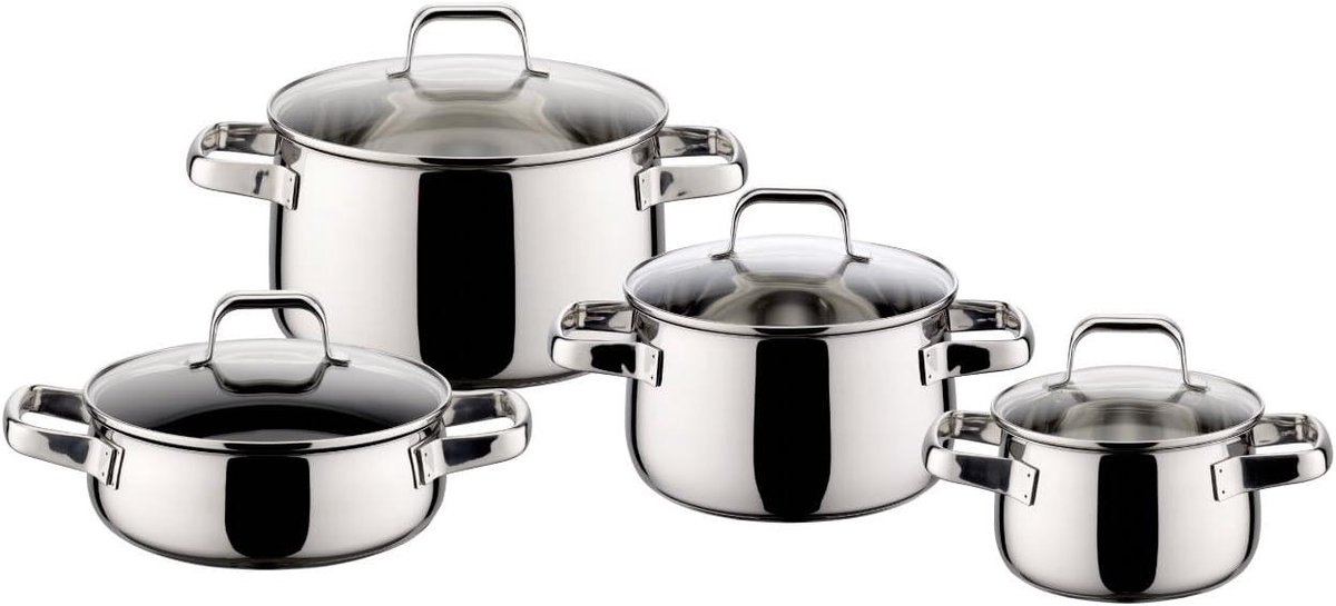 Kookgerei Set - Pannen Set - Koken Thuis - Ovenbestendig - 8 Delig - Zilver