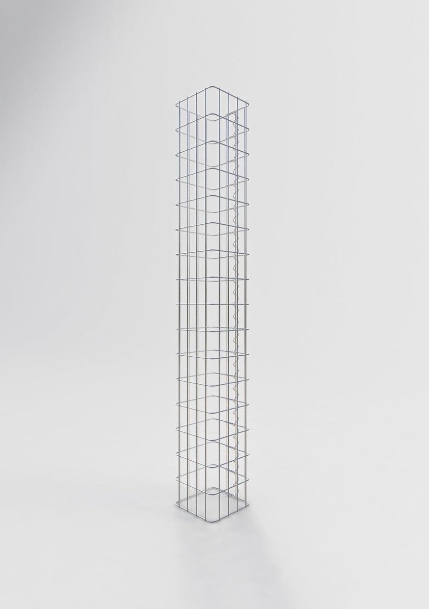 Vulbare steenkorf zuilen - Draadmanden tuin - Tuinontwerp creëren - Galvanisch verzinkt - 160 cm hoog - Zilverkleurig