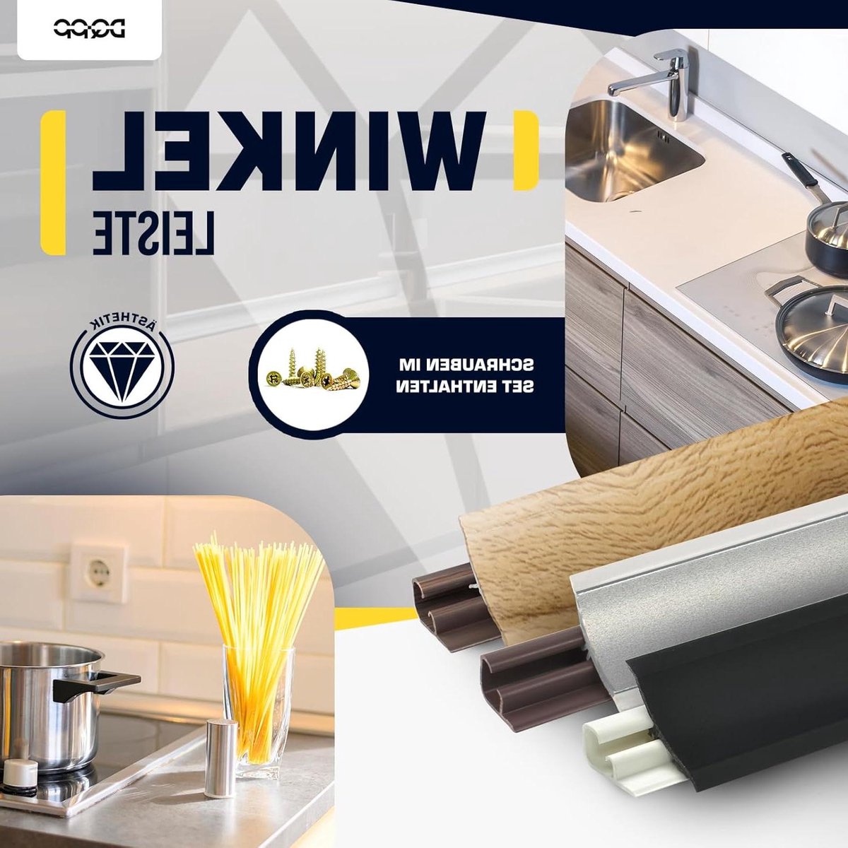 Afdekprofiel Eindstuk - Keukenstrip Afsluitprofiel - Werkblad Afwerken - Zacht PVC Materiaal - 23 x 23 mm - Wit