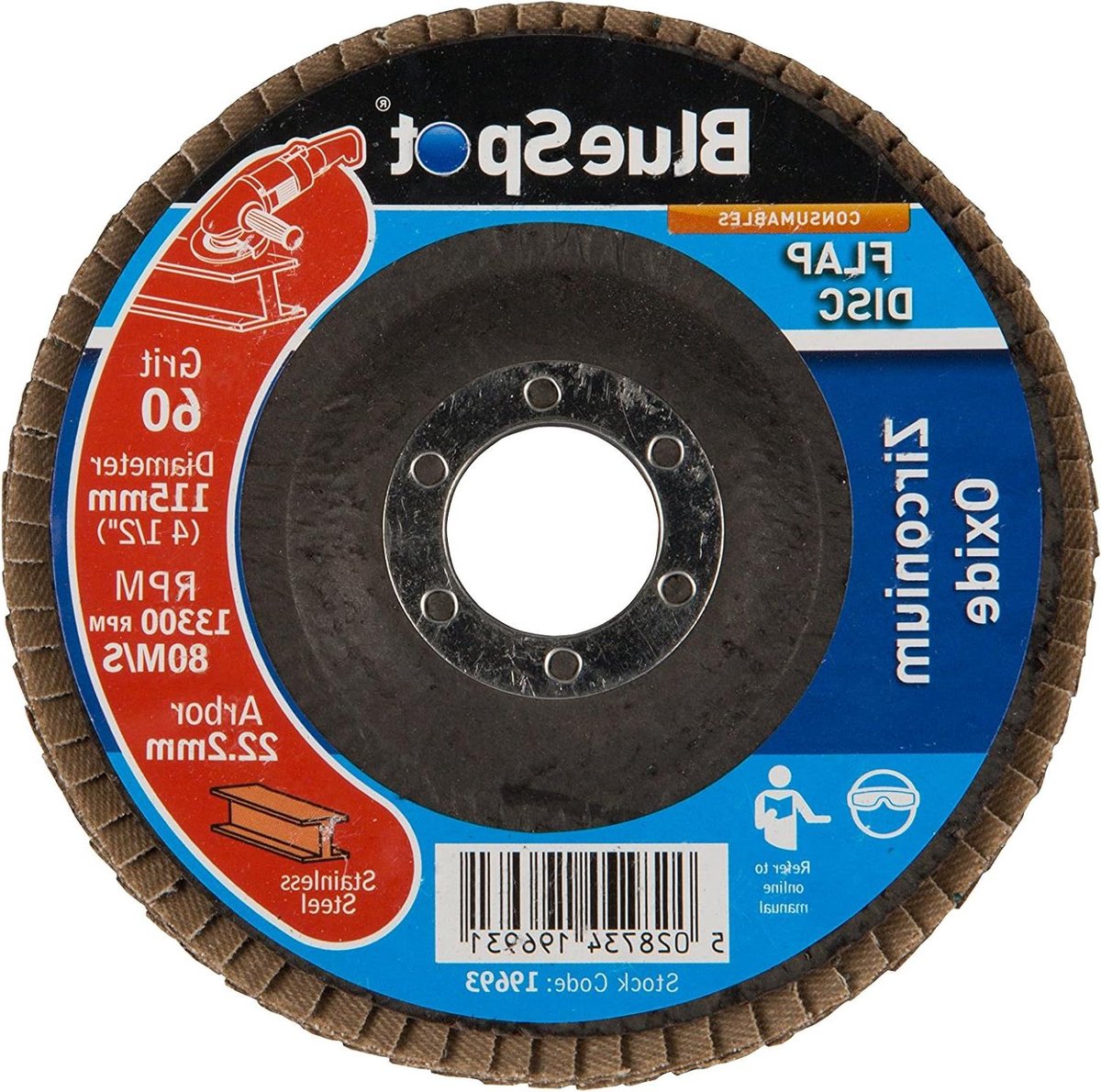 Lamellenschijf - Schuurschijf Zirkonium - Metaal Bewerken - Conische Vorm - 115 mm - Blauw